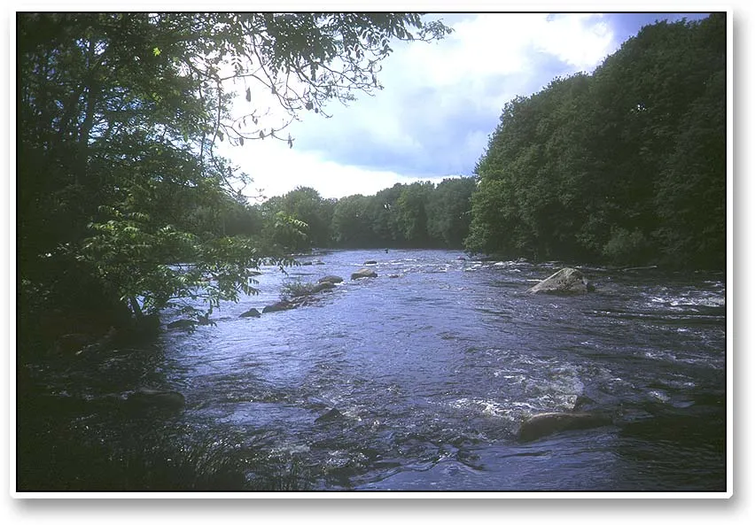 Pool 12 - Looking downstream in pool 12, one of the pools where I managed to raise a fish to my fly. My heart was still pounding when I stepped ashore ten minutes later. Feeling this huge 10 kilos plus fish for an instant and seeing its side over the water was breathtaking.
